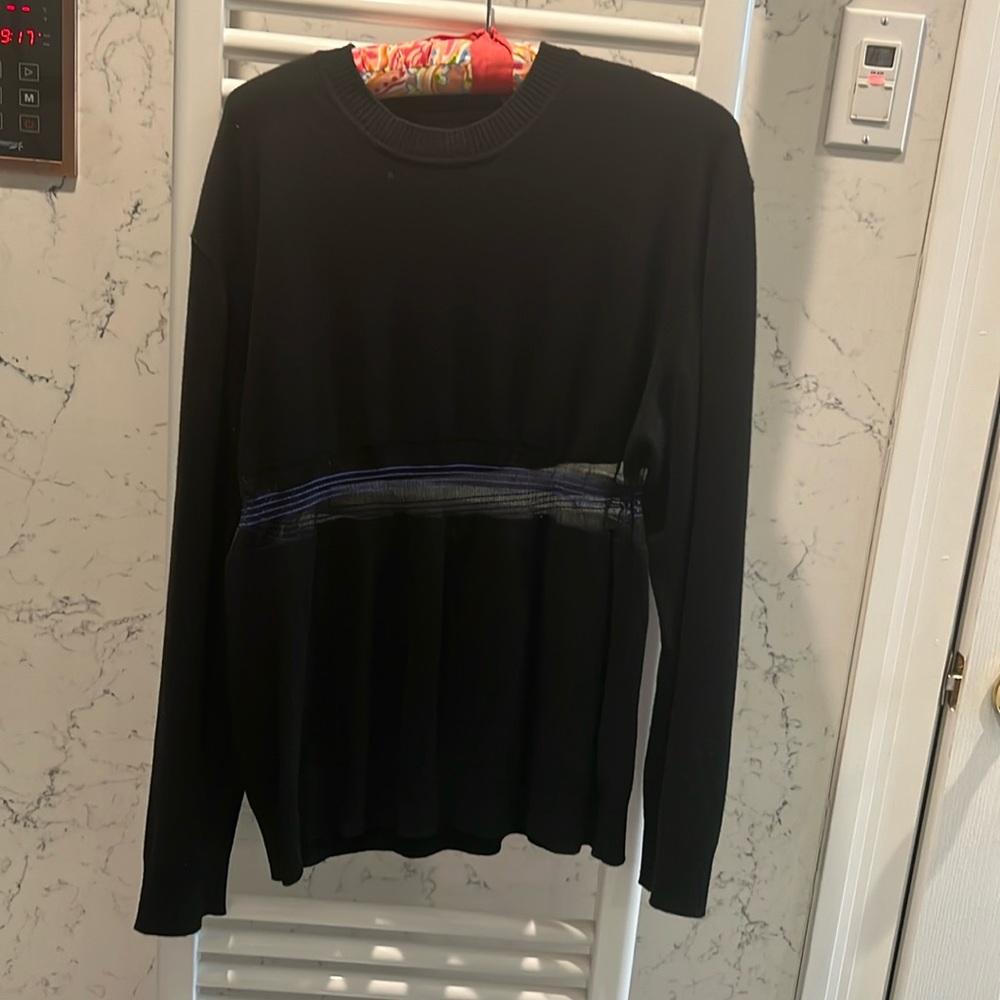 Alexander Wang black sweater w sheer stripe